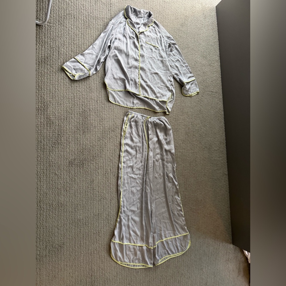 Urban Outfitters  Pajama Set - Light Gray with Yellow Accents